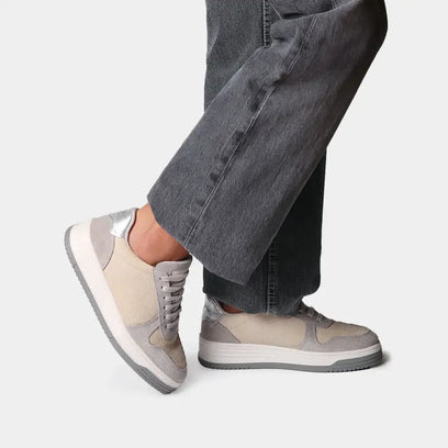 Aina Dames Sneakers Leer Gris