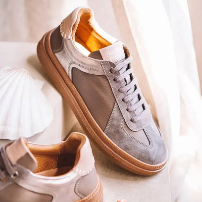 Aurea Dames Sneakers Leer Taupe