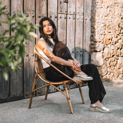 Bernia-P Dames Espadrilles Leer Plati