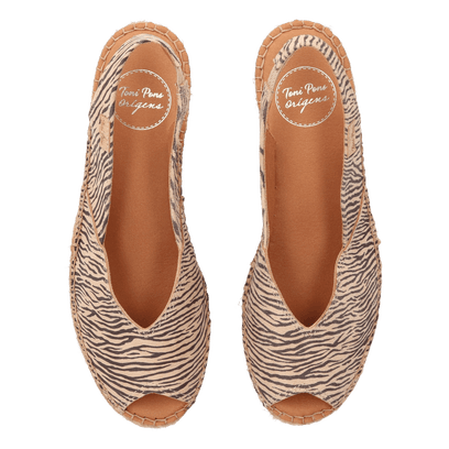 Bernia-ZB Dames Espadrilles Leer Zebra