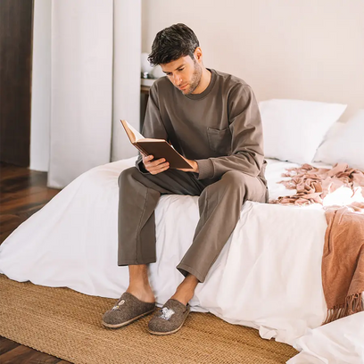 Charlie Heren Pantoffels Vilt Taupe