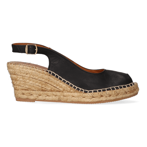 Croacia Leren Dames Espadrilles Negre Croacia Leren Dames Espadrilles Negre