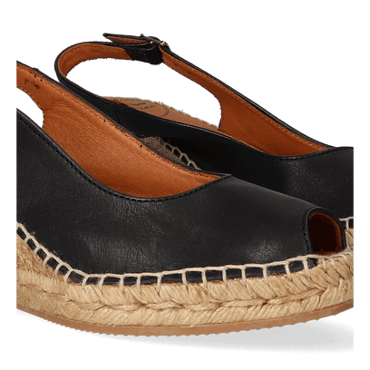 Croacia Leren Dames Espadrilles Negre