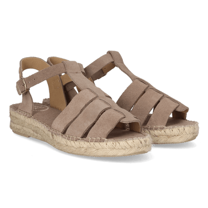 Elena Dames Espadrilles Suede Taupe