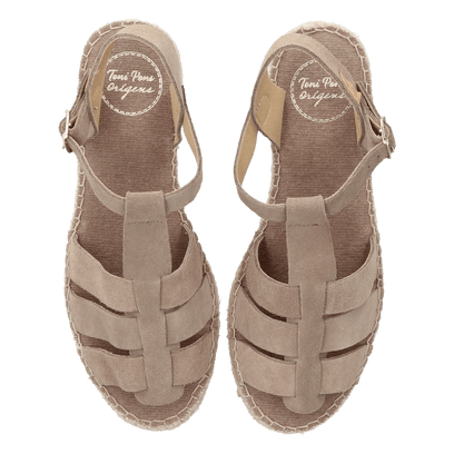 Elena Dames Espadrilles Suede Taupe