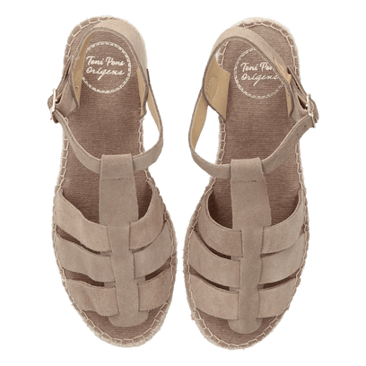 Elena Dames Espadrilles Suede Taupe