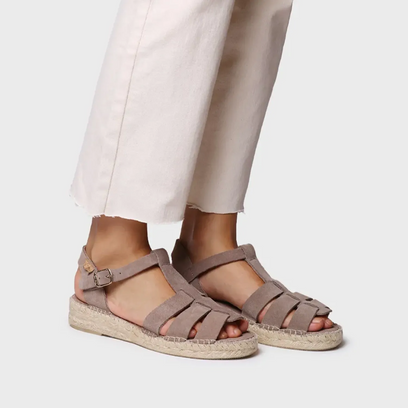 Elena Dames Espadrilles Suede Taupe