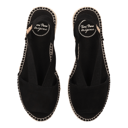 Ella Dames Espadrilles Suede Negre