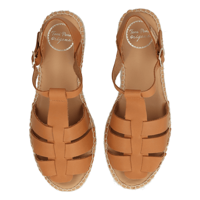 Emma Dames Espadrilles Leer Nougat