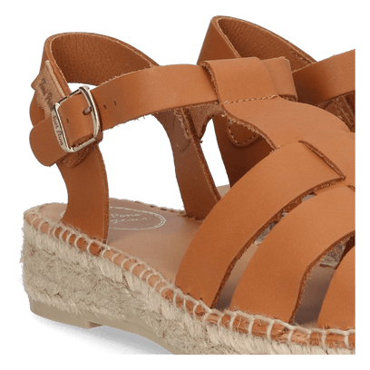 Emma Dames Espadrilles Leer Nougat