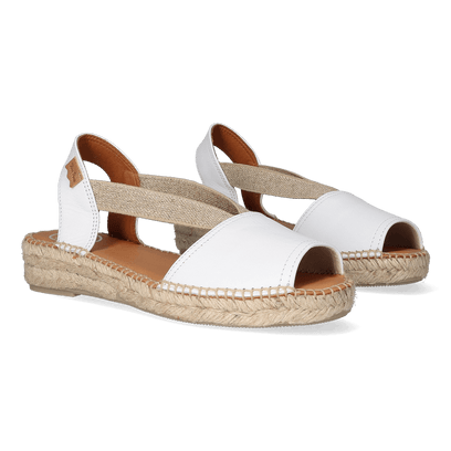 Etna Leren Dames Espadrilles Blanc