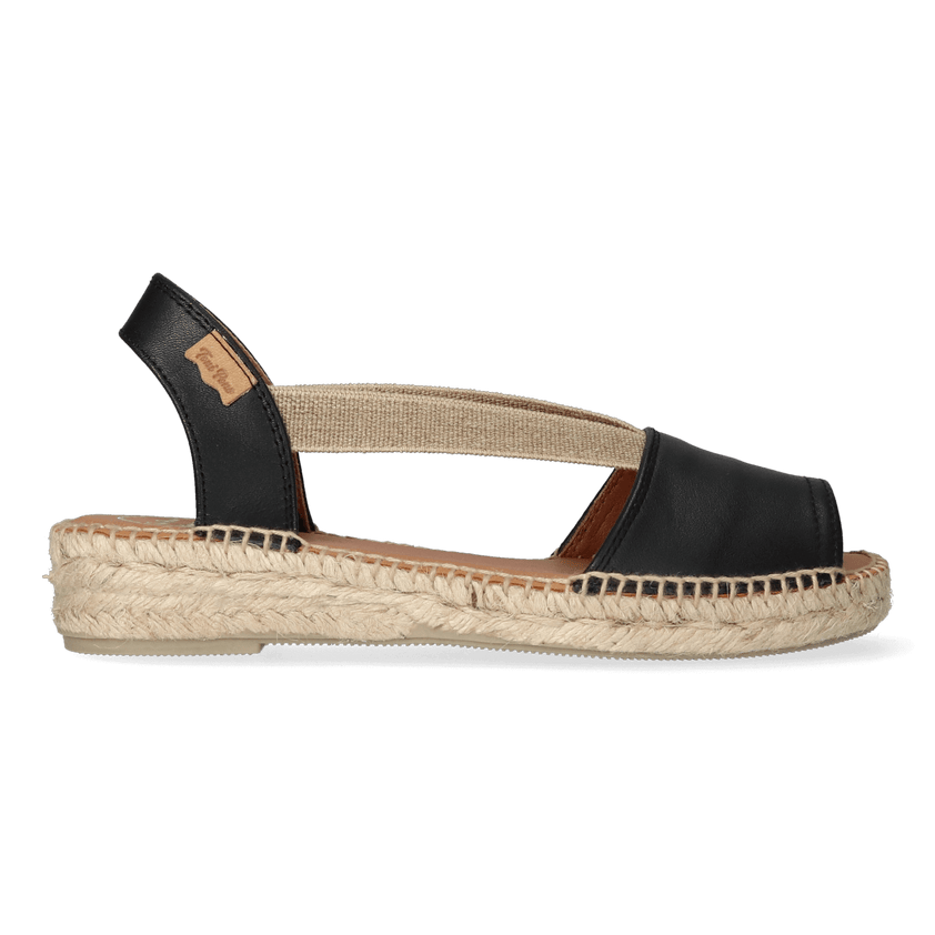 Etna Leren Dames Espadrilles Negre