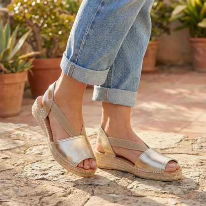 Etna Leren Dames Espadrilles Plati