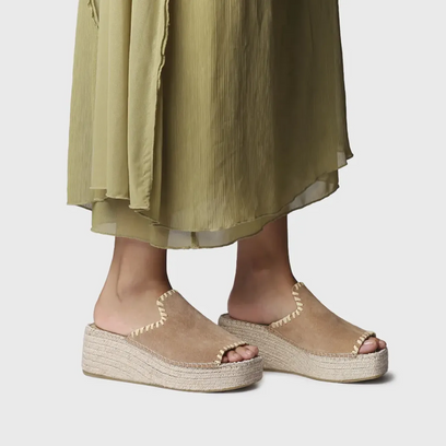Ilenia-SD Dames Espadrilles Suede Camel