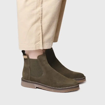 Isa-SY Dames Chelsea Boots Suede Caqui