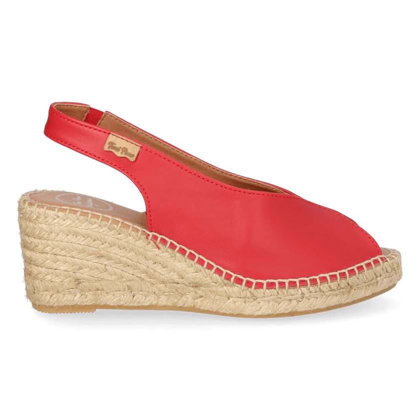 Laila-P Dames Espadrilles Leer Roig