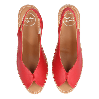 Laila-P Dames Espadrilles Leer Roig