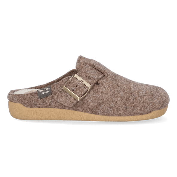 Mima-FP Dames Pantoffels Vilt Taupe Mima-FP Dames Pantoffels Vilt Taupe