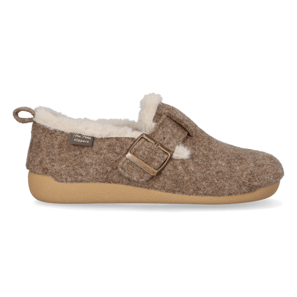 Moni-FP Dames Pantoffels Vilt Taupe Moni-FP Dames Pantoffels Vilt Taupe