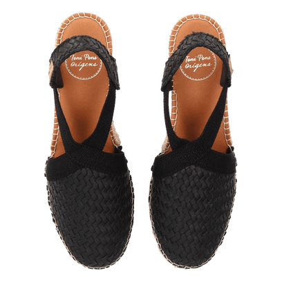 Siracusa Dames Espadrilles Leer Negre