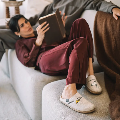 Snoopy Dames Pantoffels Vilt Cru