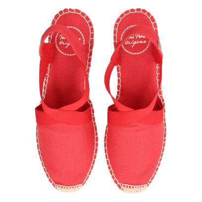 Ter Linnen Dames Espadrilles Vermell