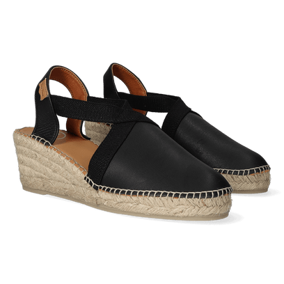 Tossa Leren Dames Espadrilles Negre