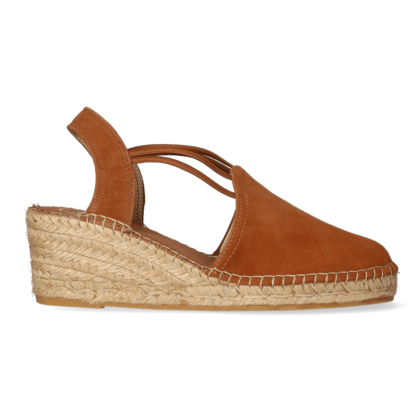 Tremp Suede Dames Espadrilles Cognac
