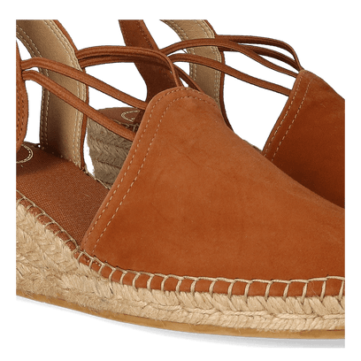 Tremp Suede Dames Espadrilles Cognac