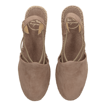 Tremp Suede Dames Espadrilles Taupe