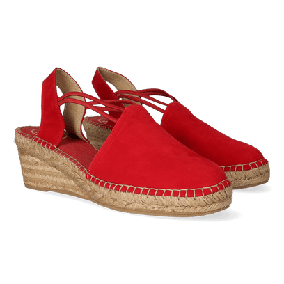 Tremp Suede Dames Espadrilles Vermell