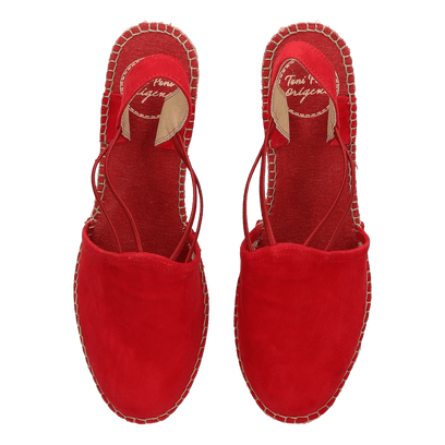 Tremp Suede Dames Espadrilles Vermell