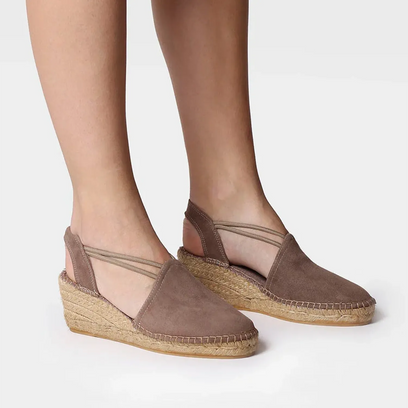 Tremp Suede Dames Espadrilles Taupe