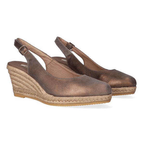 Berna-5 Dames Espadrilles Taupe Metal Berna-5 Dames Espadrilles Taupe Metal