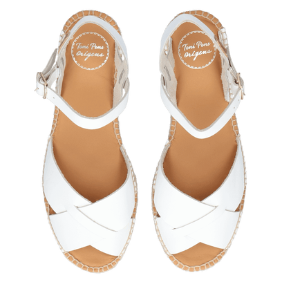 Esther Leren Dames Espadrilles Blanc