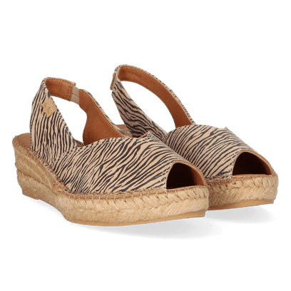 Bernia-ZB Dames Espadrilles Leer Zebra