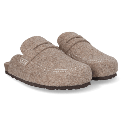 Genis Heren Pantoffels Gerecycled Vilt Taupe