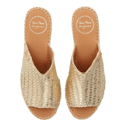 Isolda Dames Espadrilles Leer Plati