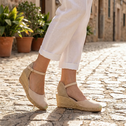 Lloret-5 Suede Dames Espadrilles Pedra