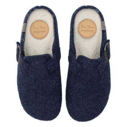 Mima-FP Dames Pantoffels Vilt Blau