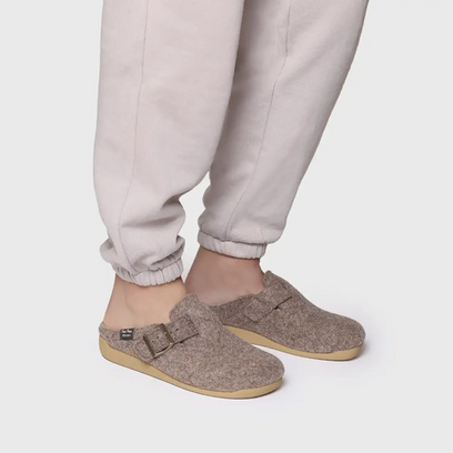 Mima-FP Dames Pantoffels Vilt Taupe