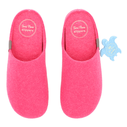 Mona-FR Dames Pantoffels Gerecycled Vilt Fucsia