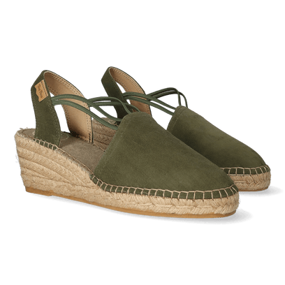 Tremp Suede Dames Espadrilles Caqui