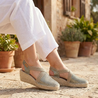 Triton Textiel Dames Espadrilles Caqui