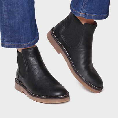 Isa-PO Dames Chelsea Boots Leer Negre